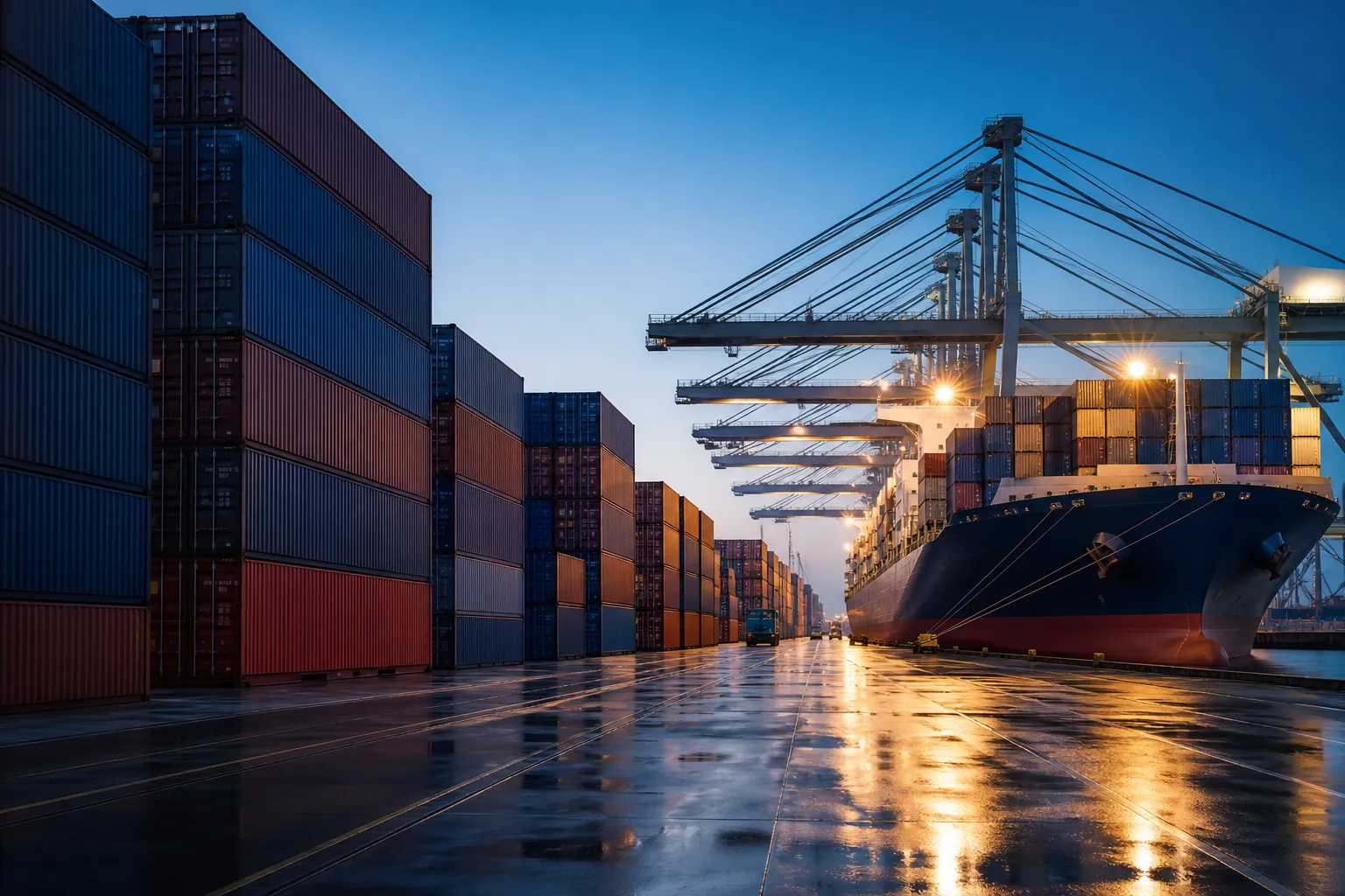 International shipping containers representing global trade